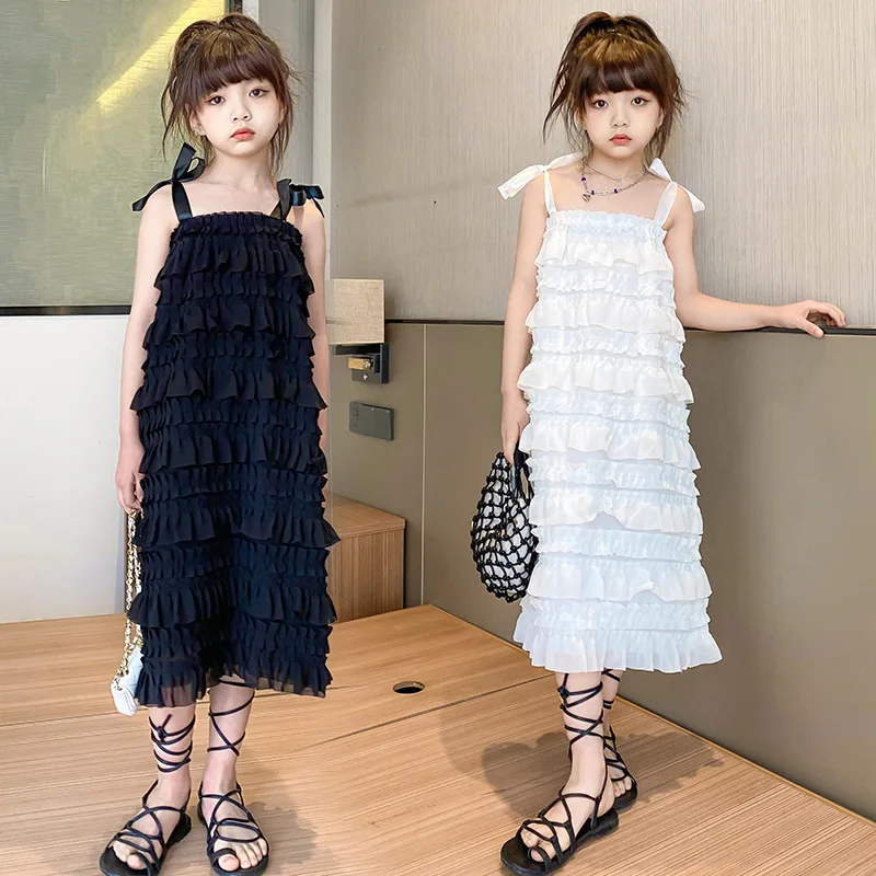 Детские платья для девочек 10-12 лет элегантное Модное Длинное Платье-комбинация