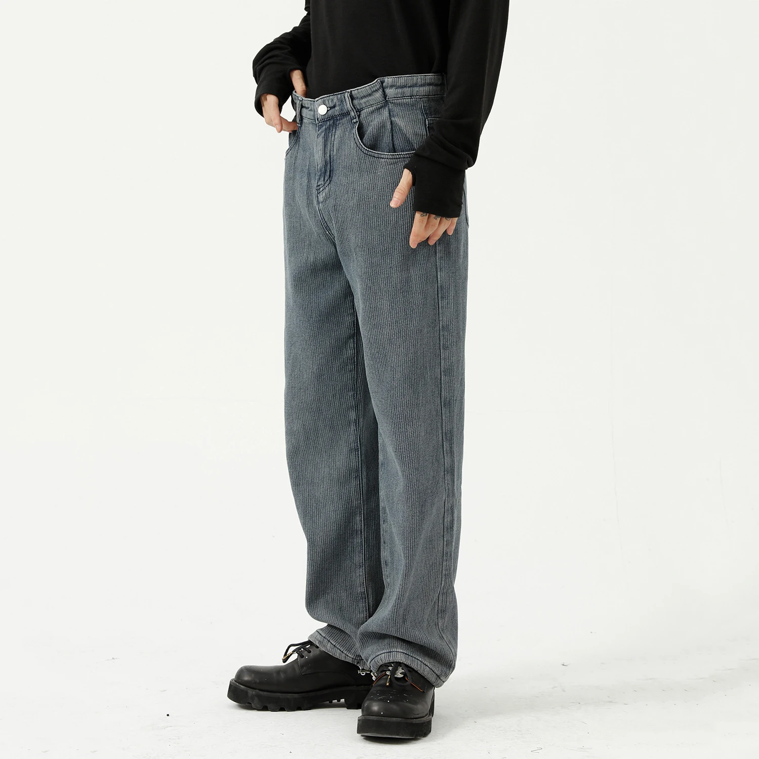 Men's Jeans Men's Trousers Solid Blue Loose Straight Jeans Streetwear Men Clothing Denim Men's Loose Jeans Y2k Clothes Men Jeans