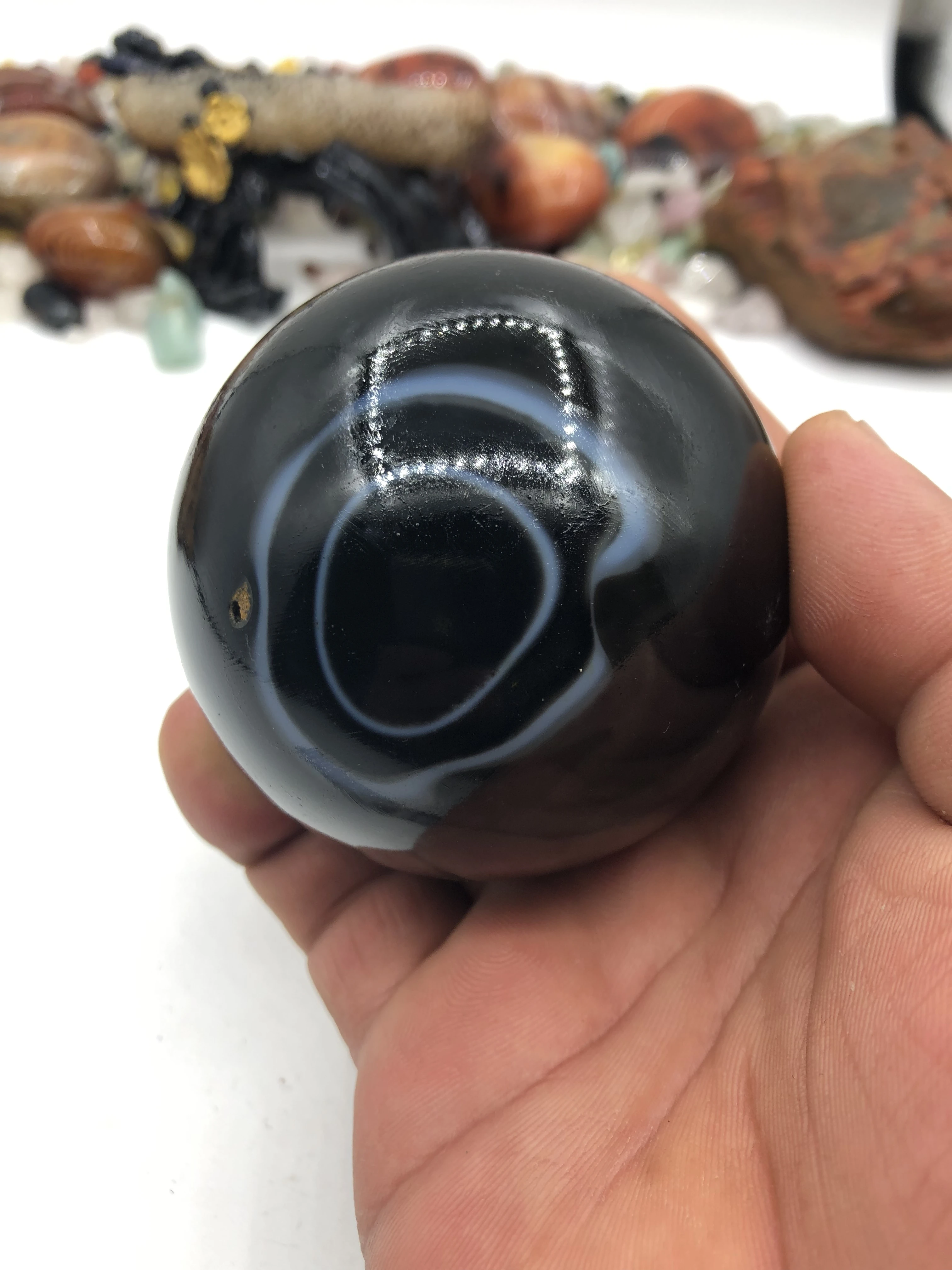 4Pcs Jewelry Free Shipping Natural Crystal Black Agate With Eyes Agate Diameter About 5Cm Decorative Ornaments Collection