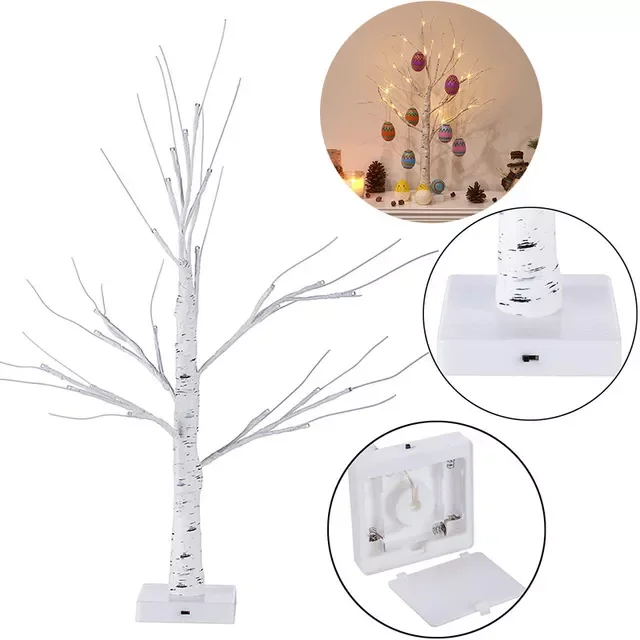 

2022 60cm Easter Decor LED Birch Light Tree Easter Eggs Hanging Ornaments Tree Happy Easter Decorations For Home Table Easter gi