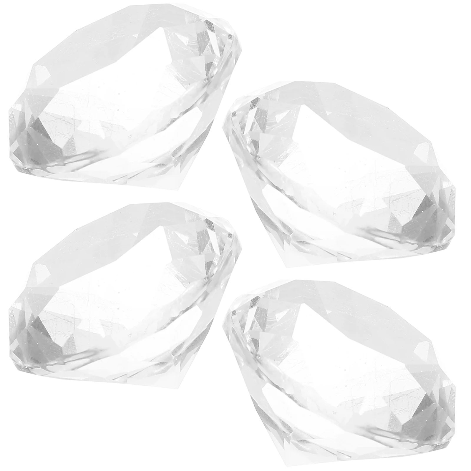 

4 Pcs Faux Diamonds Clear Glass Ornaments Tabletop Crystal Centerpieces Fake Wedding Party Favors Desktop