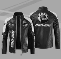 2022 Fashion New Mens Vintage Motorcycle Can-Am Jacket Biker Leather Jacket Male Embroidery Bomber Coat Pu Overcoat