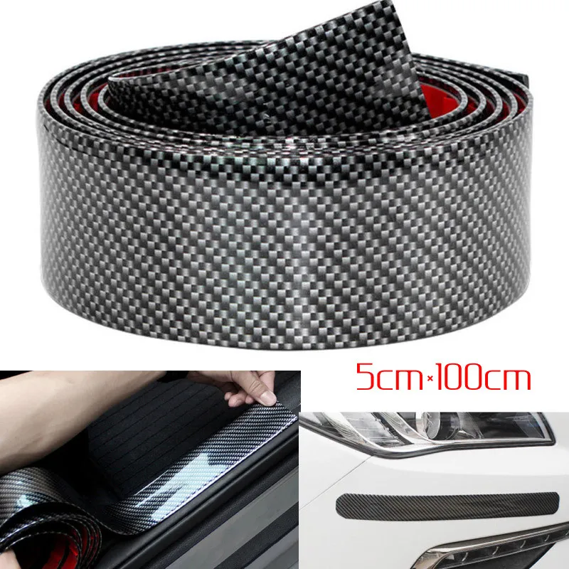 

5CM*1M Door Sill Strip Car Sticker Carbon Fiber Rubber Protective Sticker Door Sill Protector Edge Guard Strip Car Accessories