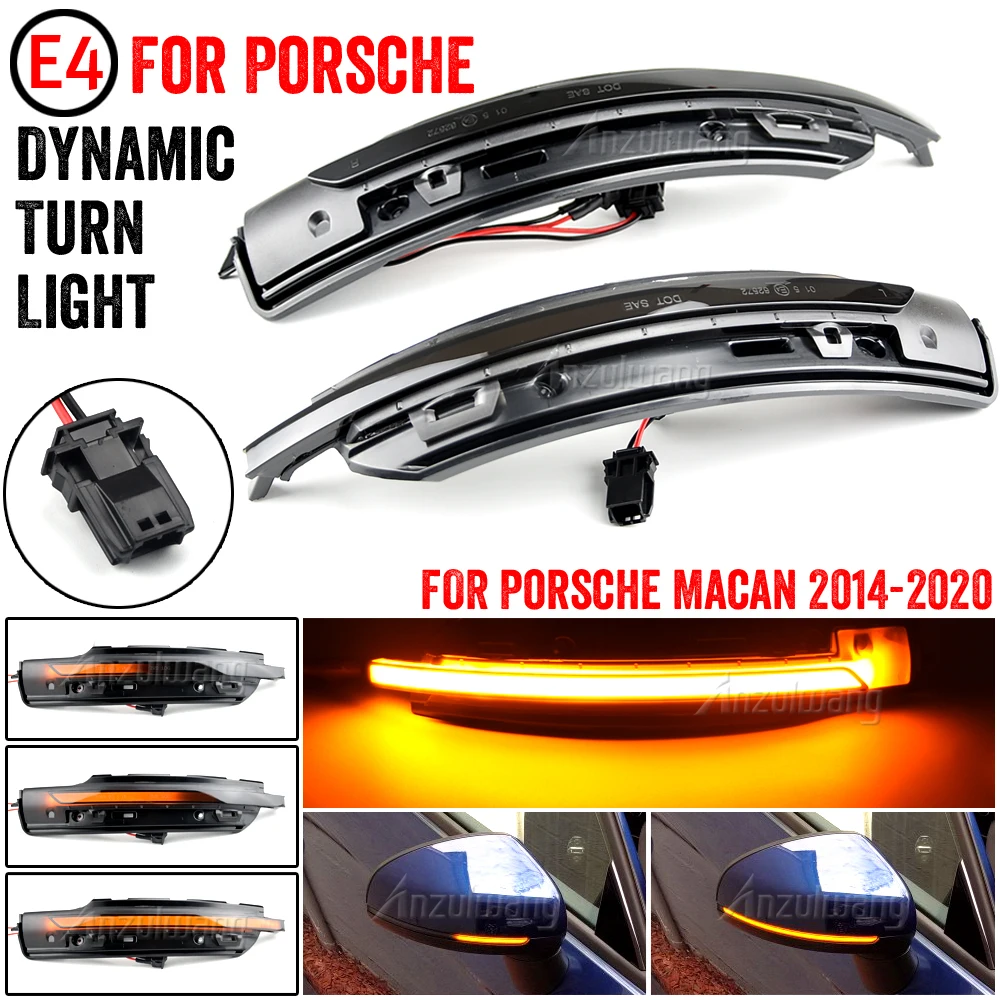 

2x LED Side Wing Rearview Mirror Indicator Blinker Repeater Dynamic Turn Signal Light For Porsche Macan 2014 2015 2016 2017-2020