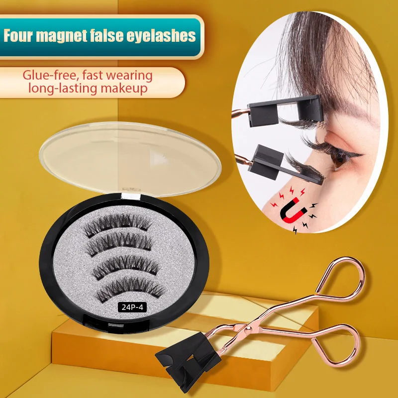 

4Pcs Magnetic Eyelashes With Magnetic Lashes 3DFalse Natural For Mink Eye Lashes Extension Long Faux Cils Magnetique Makeup Tool