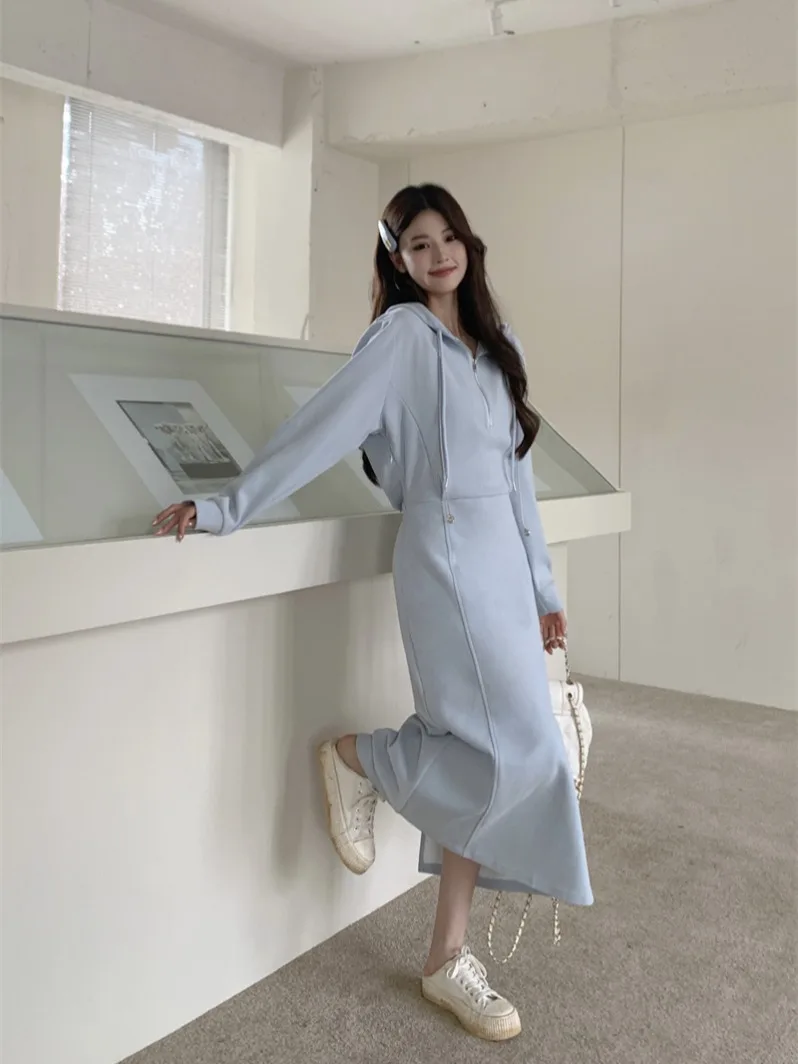 Осень 2024 платье больших размеров для полных девушек полумолния с длинными