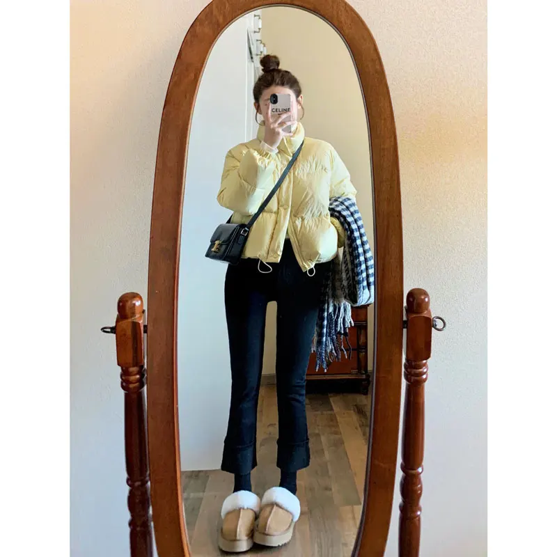 Модное универсальное пуховое пальто в Корейском стиле на белом утином пуху