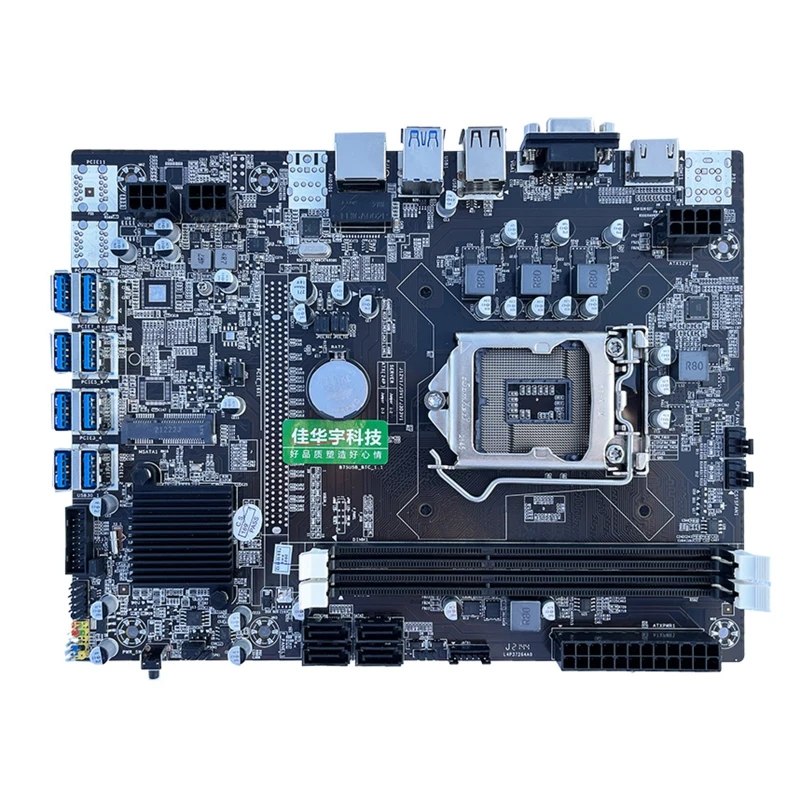 

B75 Mining Motherboard 8 USB3.0 to PCIE Graphics Card Slot LGA1155 DDR3 DIMM for Bitcoin BTC ETH GPU Mining Miner