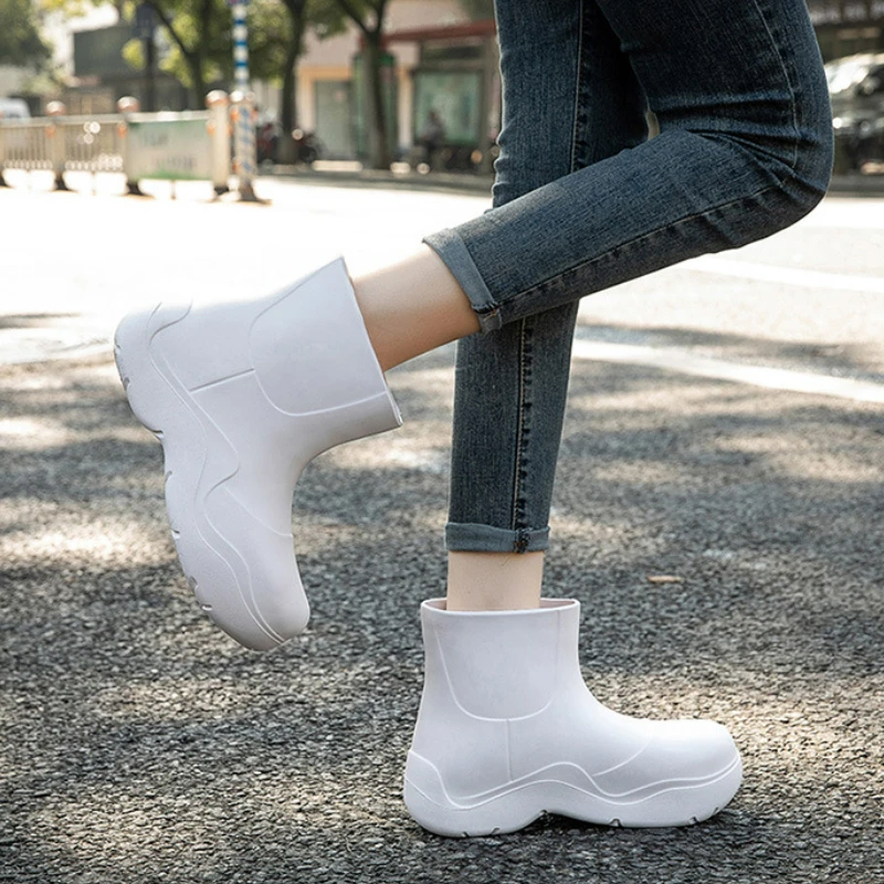 EVA Rain Boots Women Waterproof Platform Rubber Shoes Comfort Garden Working Galoshes Ladies Casual Rain Shoes Gum Boot Footwear