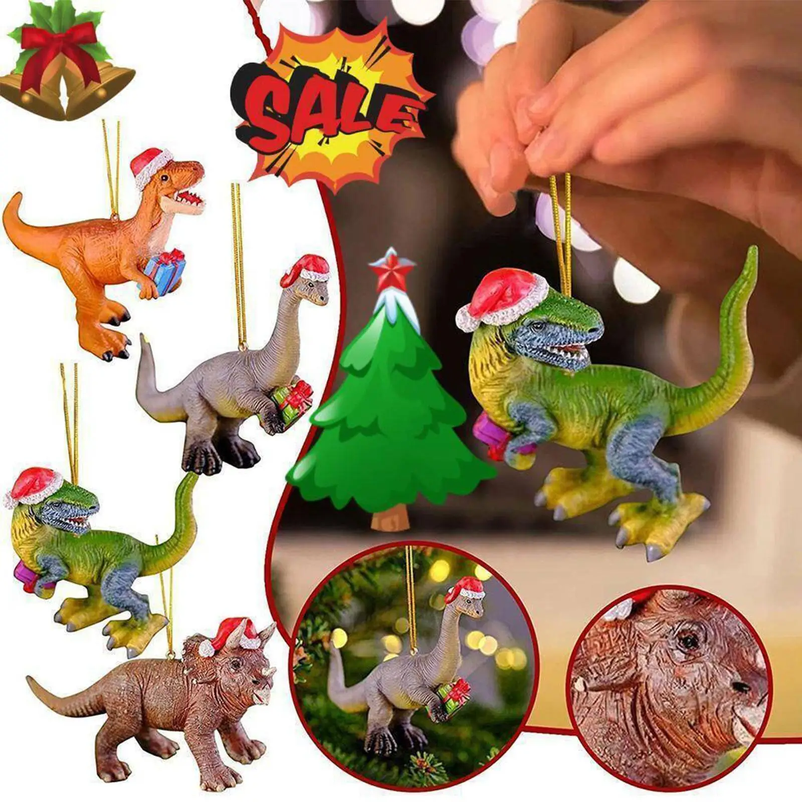

Dinosaur Christmas Tree Ornament Christmas Dinosaur Pendant Resin Christmas Tree Hanging Ornament Decoration Dinosaur Hanging