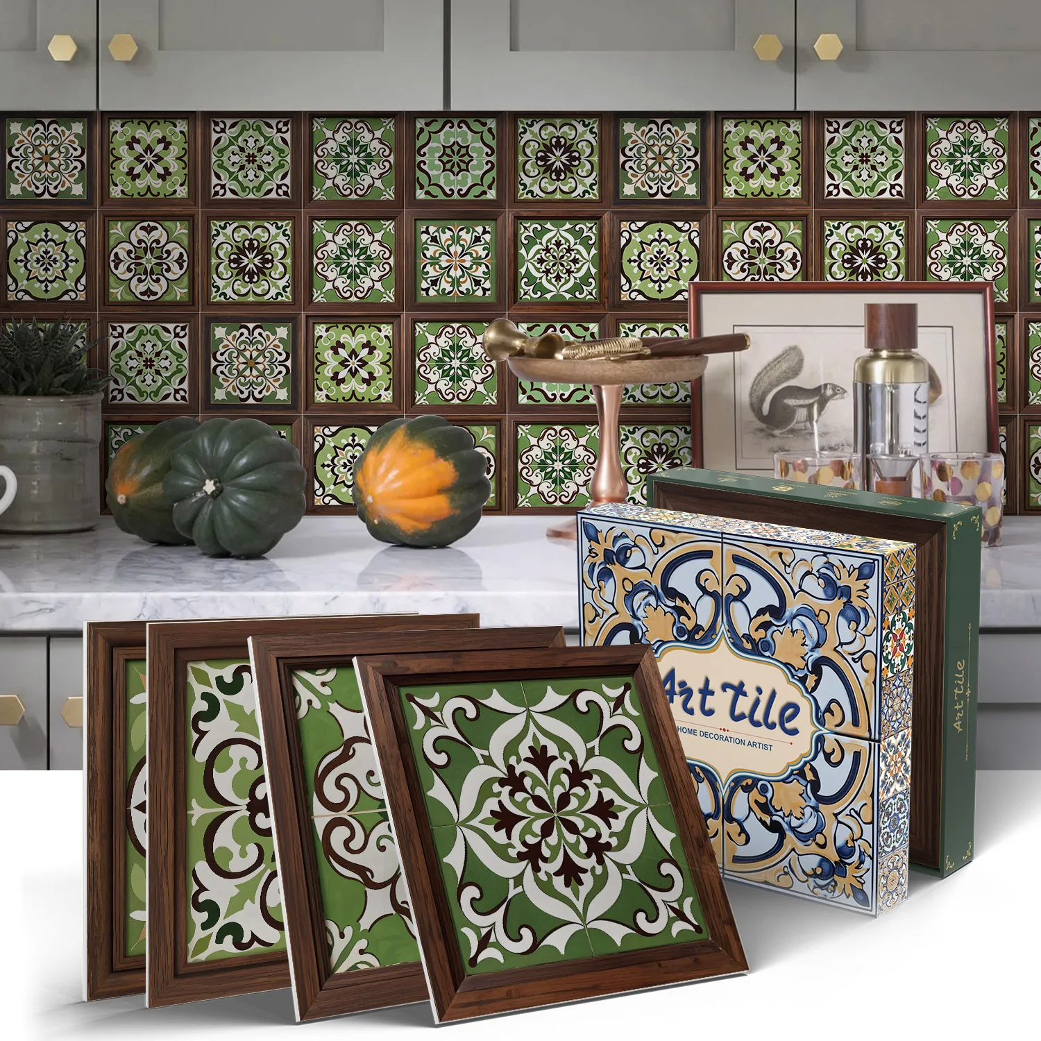 

3D ретро наклейки на плитку ПЭТ 12 шт.