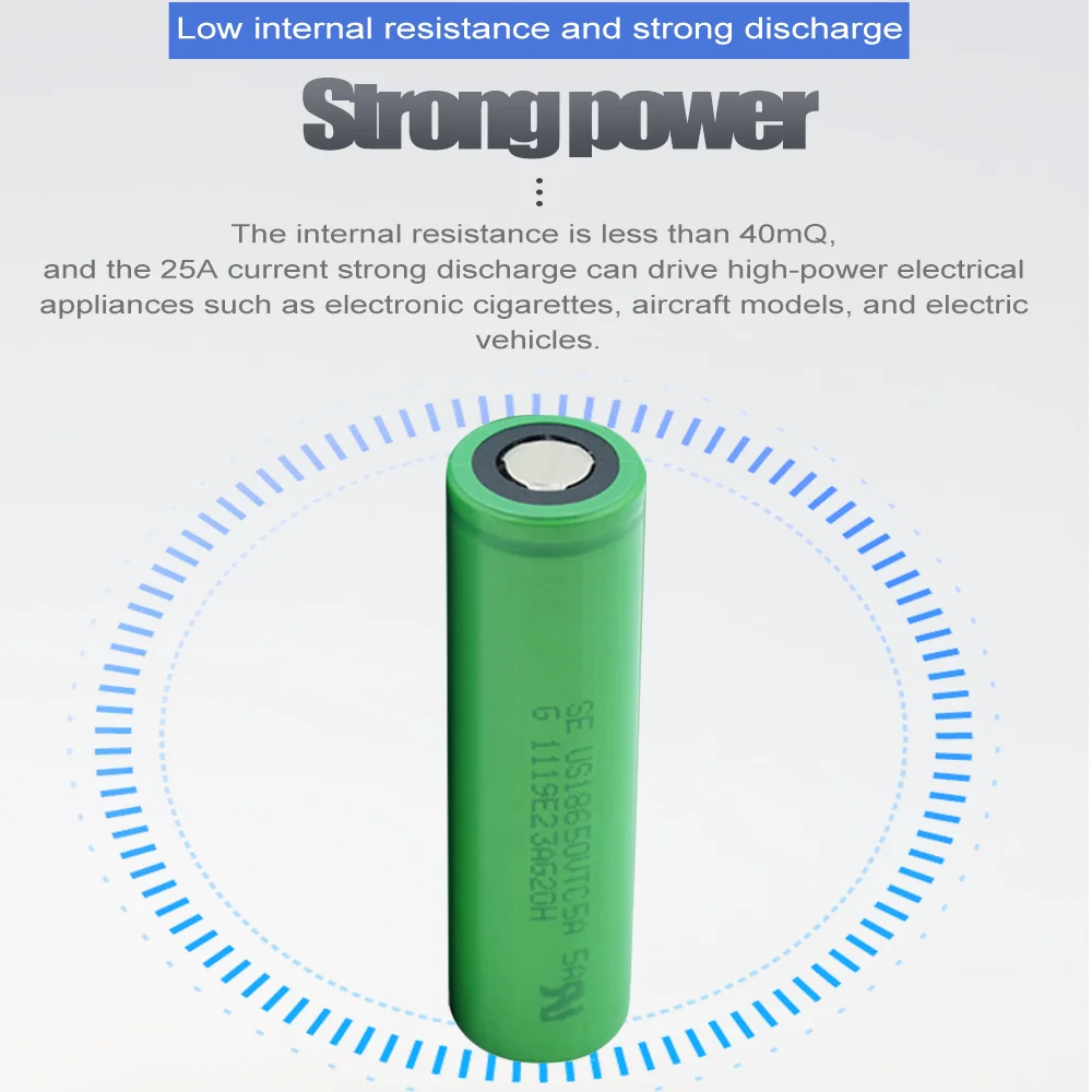 100% Оригинальный Аккумулятор SONY 18650 VTC5A 2600mAh 3.7v Перезаряжаемый Литий-ионный Батарейный Блок с Плоской/Кнопочной Верхней Частью для Электроинструментов/Фонарей Маленьких Вентиляторов.