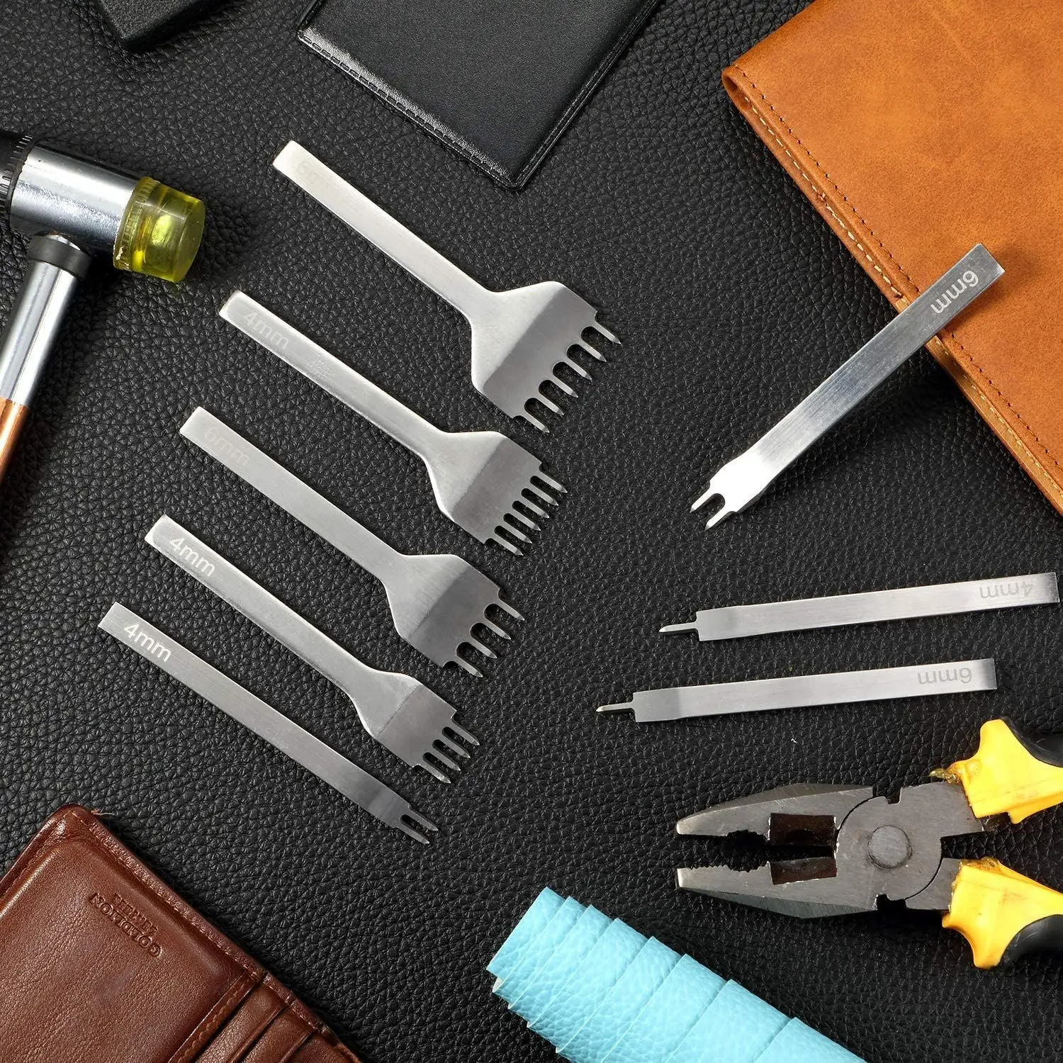 

1/2/4/6 Claws Diy Diamond Lace Stitching Chisel Set Leather Craft Kit Inner Teeth Polishing Is Smoother And Labor-Saving