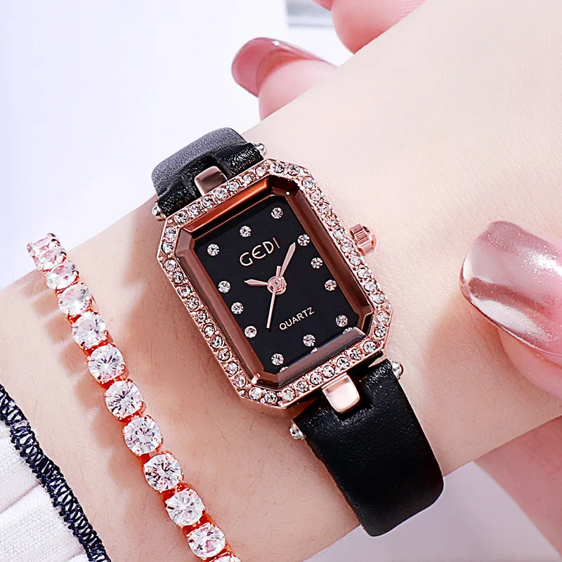 Exquisite Diamond Retro Watch Fashionable All-Match Square Belt Women's Watch