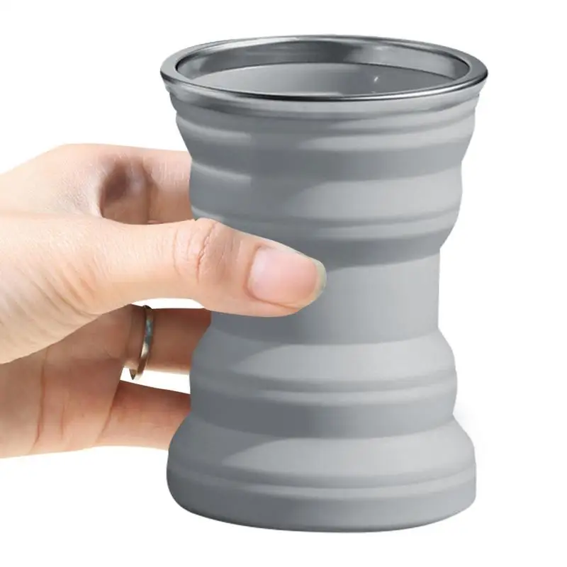 

Portable Silicone Foldable Cup With Lanyard 320ml Heat Resistant Collapsible Cups With Lid Folding Travel Mug For Hot Water