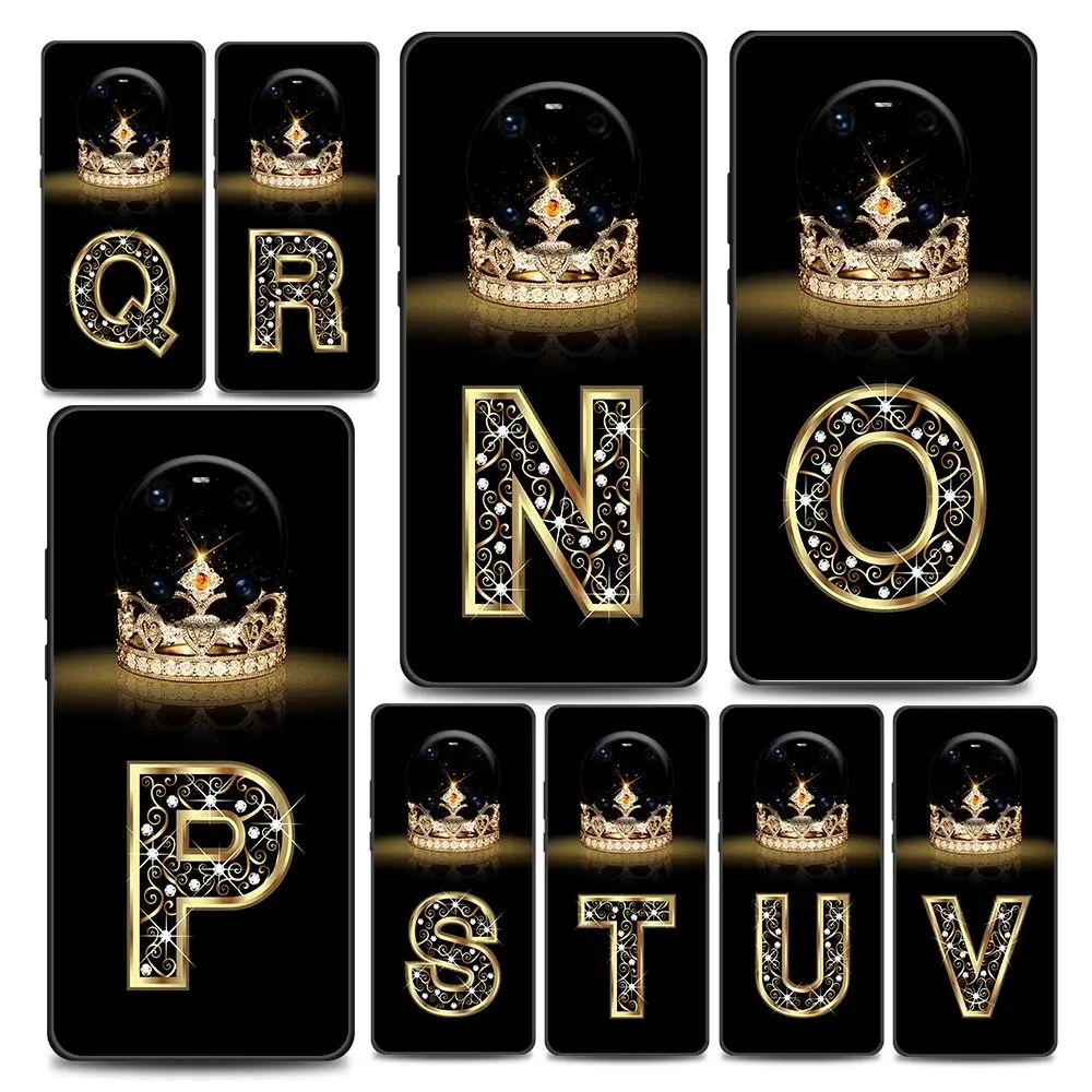 

Fashion Diamond Crown Letter N-Z Phone Case for Huawei Y6 Y7 Y9 2019 Y5p Y6p Y8s Y8p Y9a Y7a Mate 10 20 40 Pro RS Soft Silicone