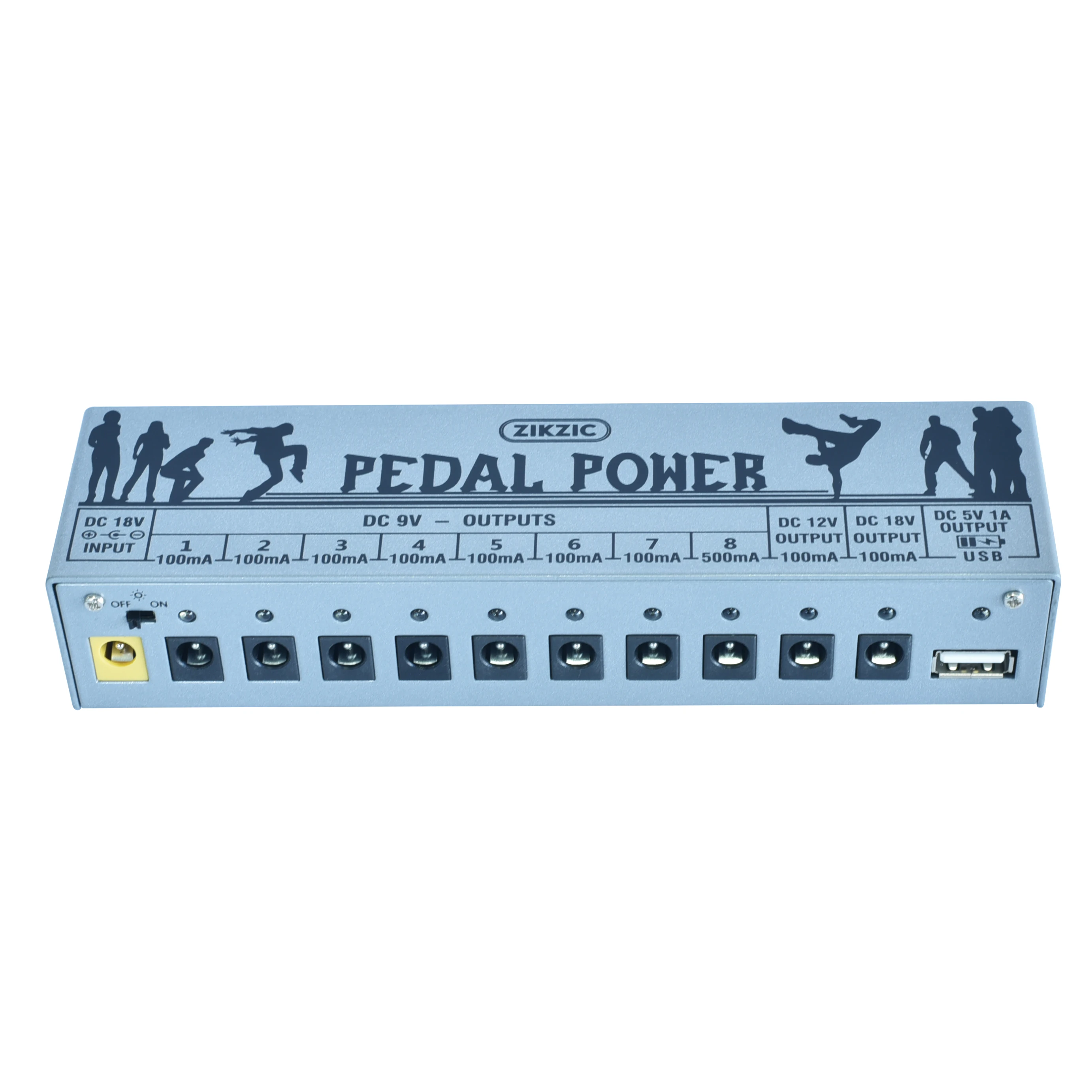 Zikzic Pedal Power Supply Update Output Multi Circuit Power Supply For Guitar Pedal 10 Ways 9V/12V/18V DC Outputs & 1 Way 5V USB
