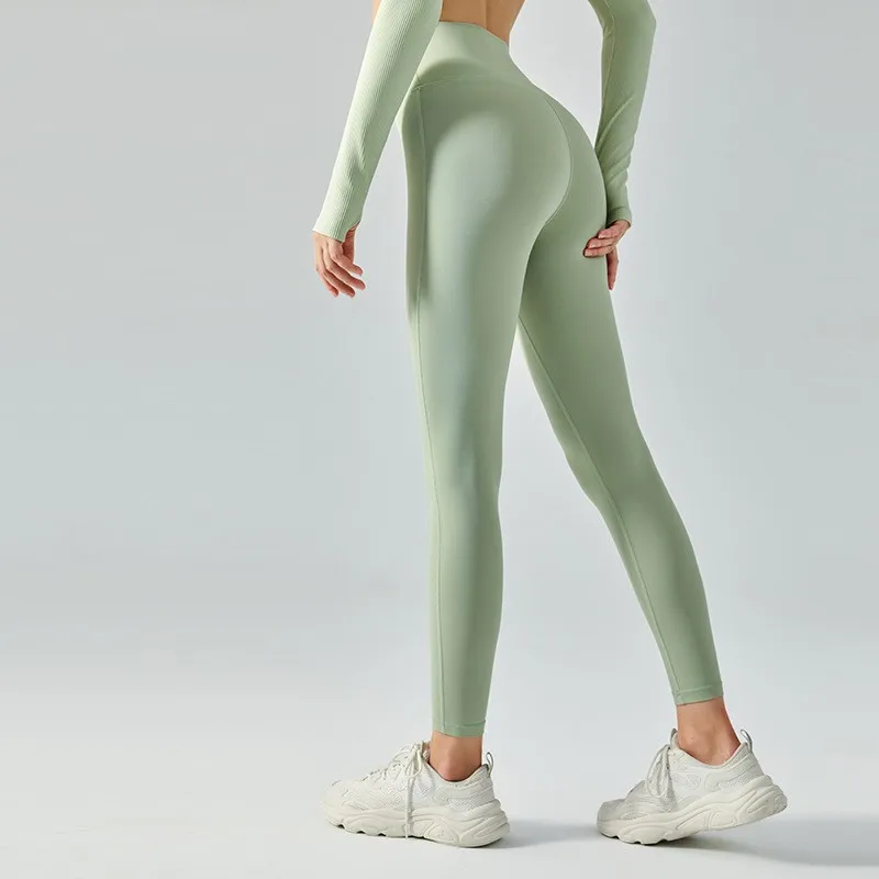 NWT Al Yoga Workout Ankle-Length Quick Dry Pants Nude Color High Waist Elastic Waist Honey Peach Hip Sport Fitness Women Legging