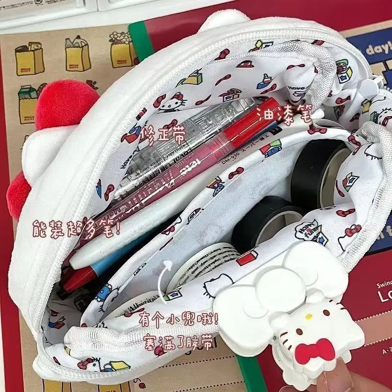 

Плюшевый пенал Hello Kitty с аниме Sanrioed, милая вместительная сумка для хранения канцелярских принадлежностей, мультяшная Студенческая сумка для карандашей, подарок на день рождения