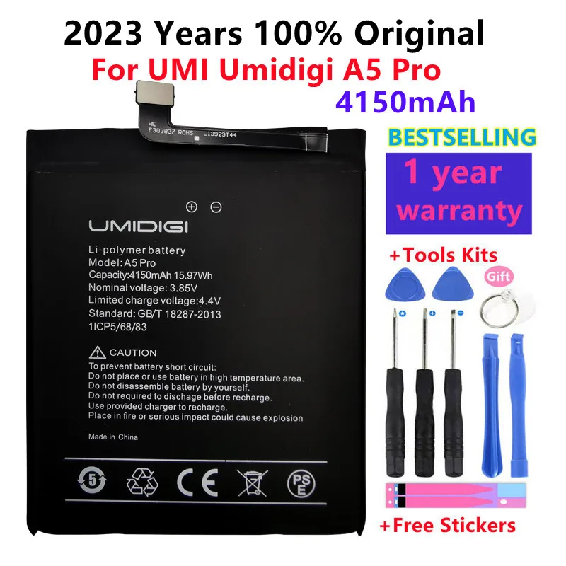 

2023 Years 100% Original For UMI Umidigi A5 Pro A5Pro Phone Battery 4150mAh High Quality New + Tools Free