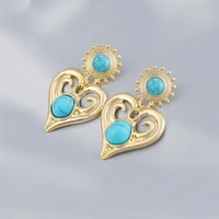 vg 6 ym european and american new fashion blue turquoise love earrings personality trend dance party pendant earrings jewelry