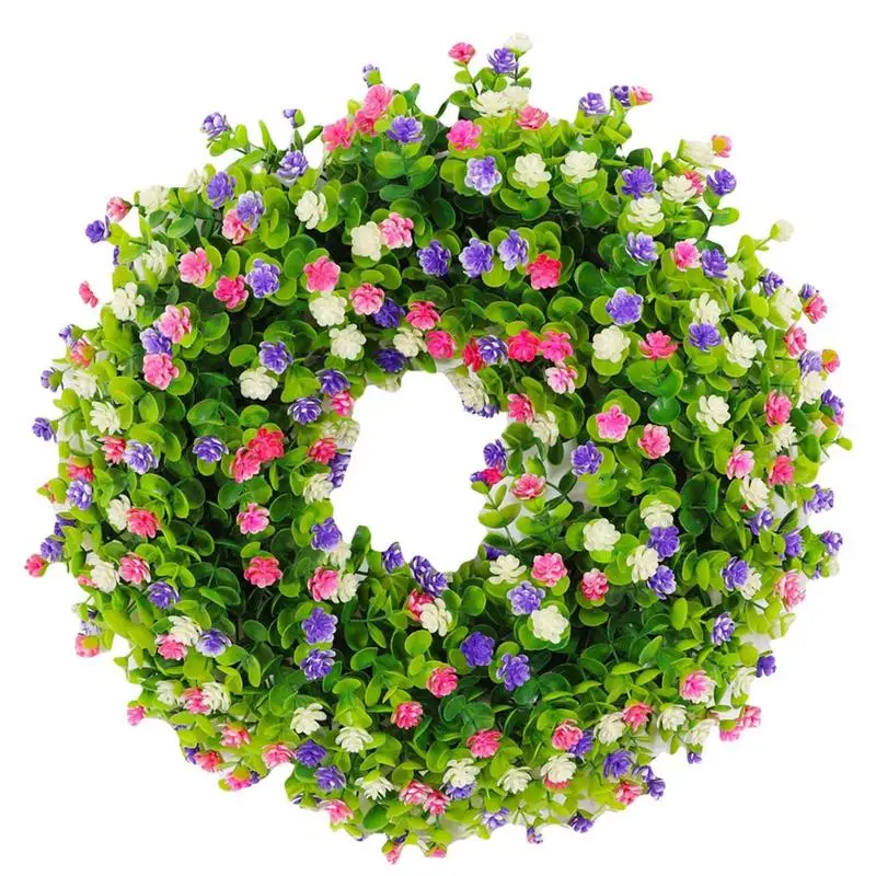

Floral Door Wreath Artificial Flower Wreath With Spring Green Leaves 19.6inch Farmhouse Spring Wreath For Outside Inside Wall