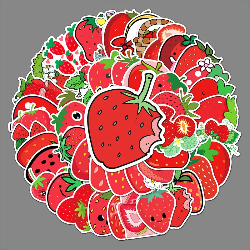 

50Sheets Creative DIY Strawberries Doodle Cartoon Fruit Stickers Suitcase Helmet Refrigerator Notebook Stickers Children's Gift