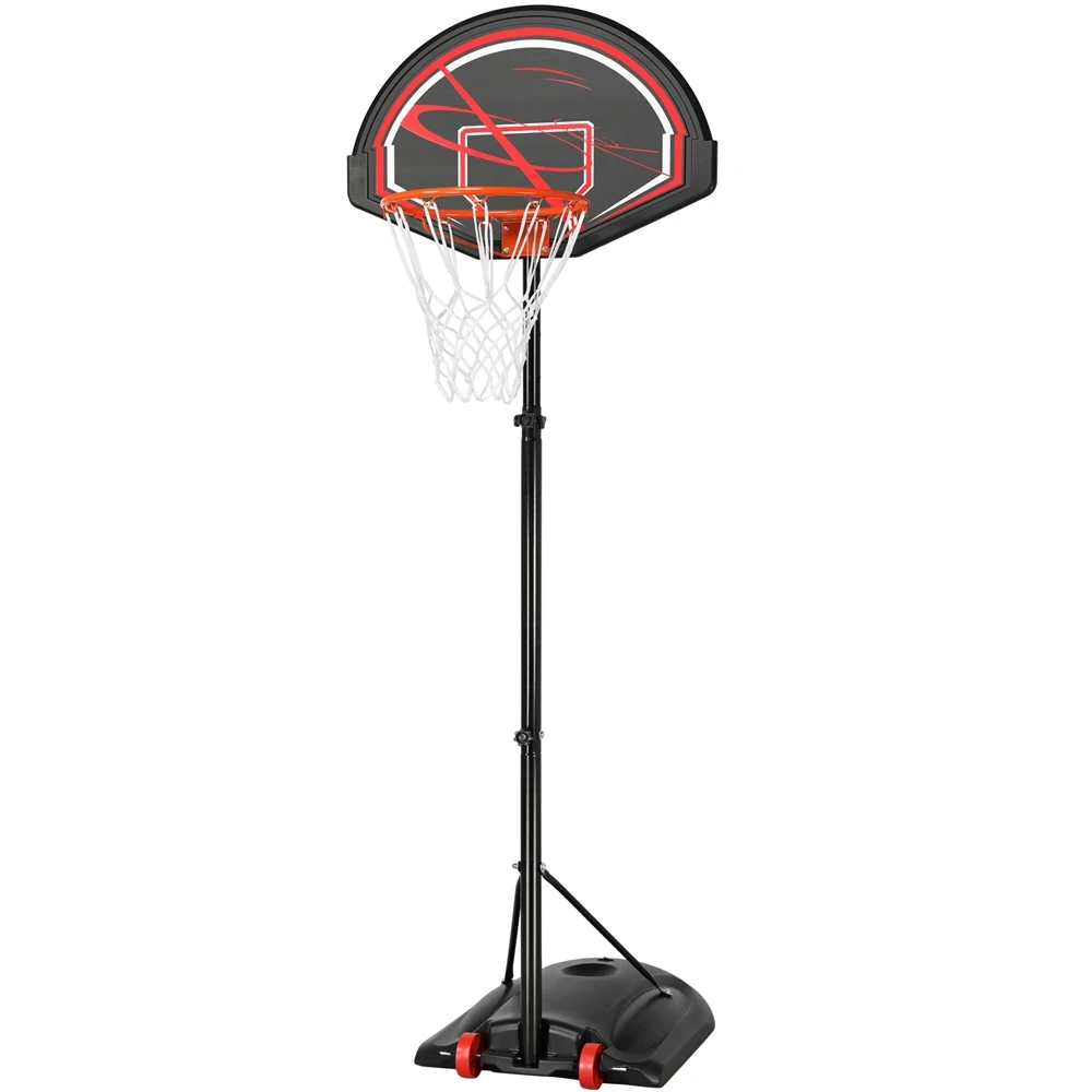 

SmileMart 7 to 9 Ft Portable Basketball System Hoop for Outdoor Indoor, Black,Basketball Training Equipment