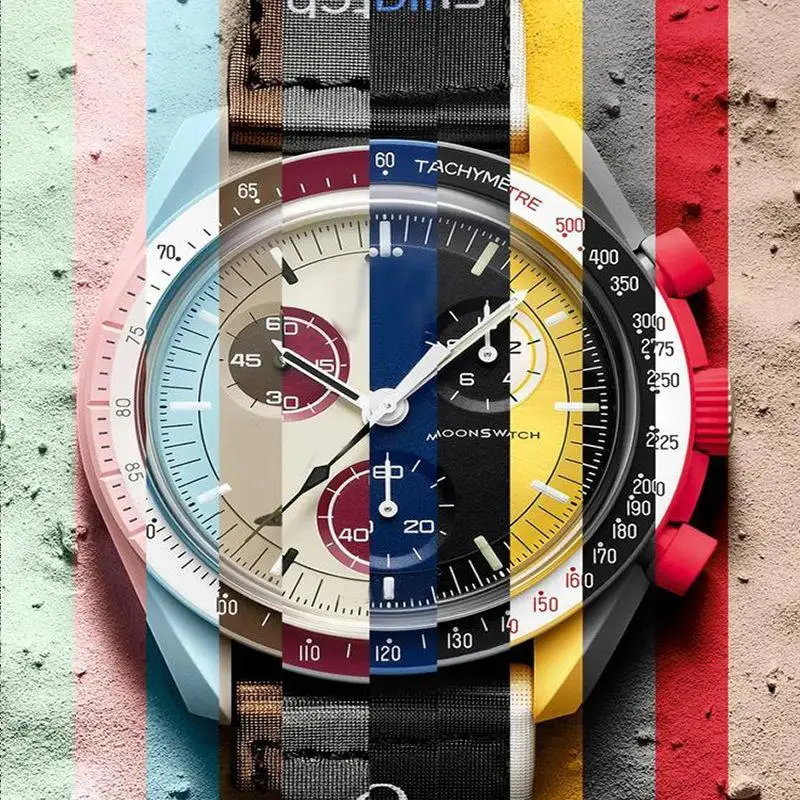 

2022 Moonswatch Quarz Chronograph Mens Watch Mission Mercury 42mm Black Nylon Super Luxury James montre de luxe wristwatch