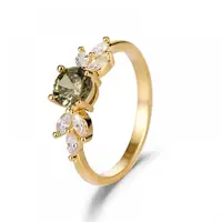 HOYON 18K Gold Color Ring Women's New Hot Sale Emerald Gemstone Ring Set with Zircon Gold Jewelry Filled Jewelry girl gift