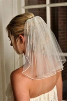 short 1 layer wedding veils soft tulle bridal veils with comb crystal wedding accessories voile de mariee