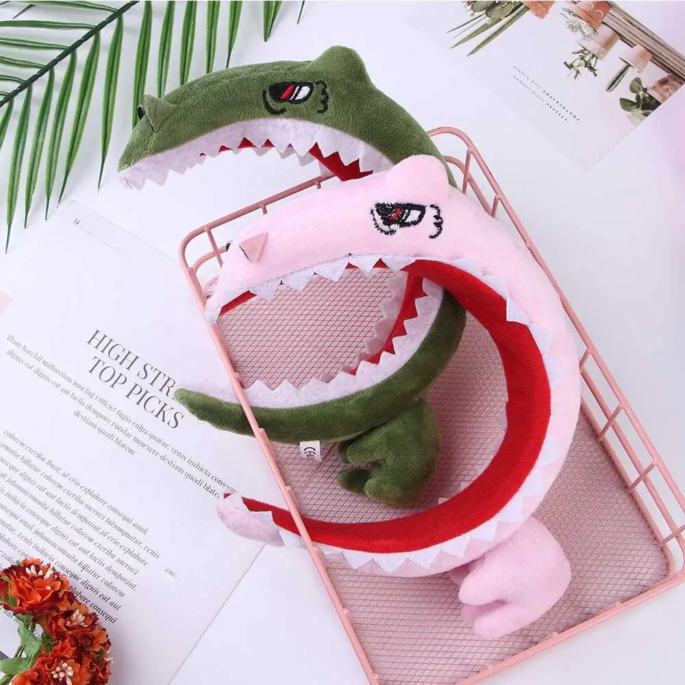 

Korean Students Animals Plush Hair Accessories Washing Face Cartoon Hair Hoop Dinosaur Headbands Hairband Shark Fish