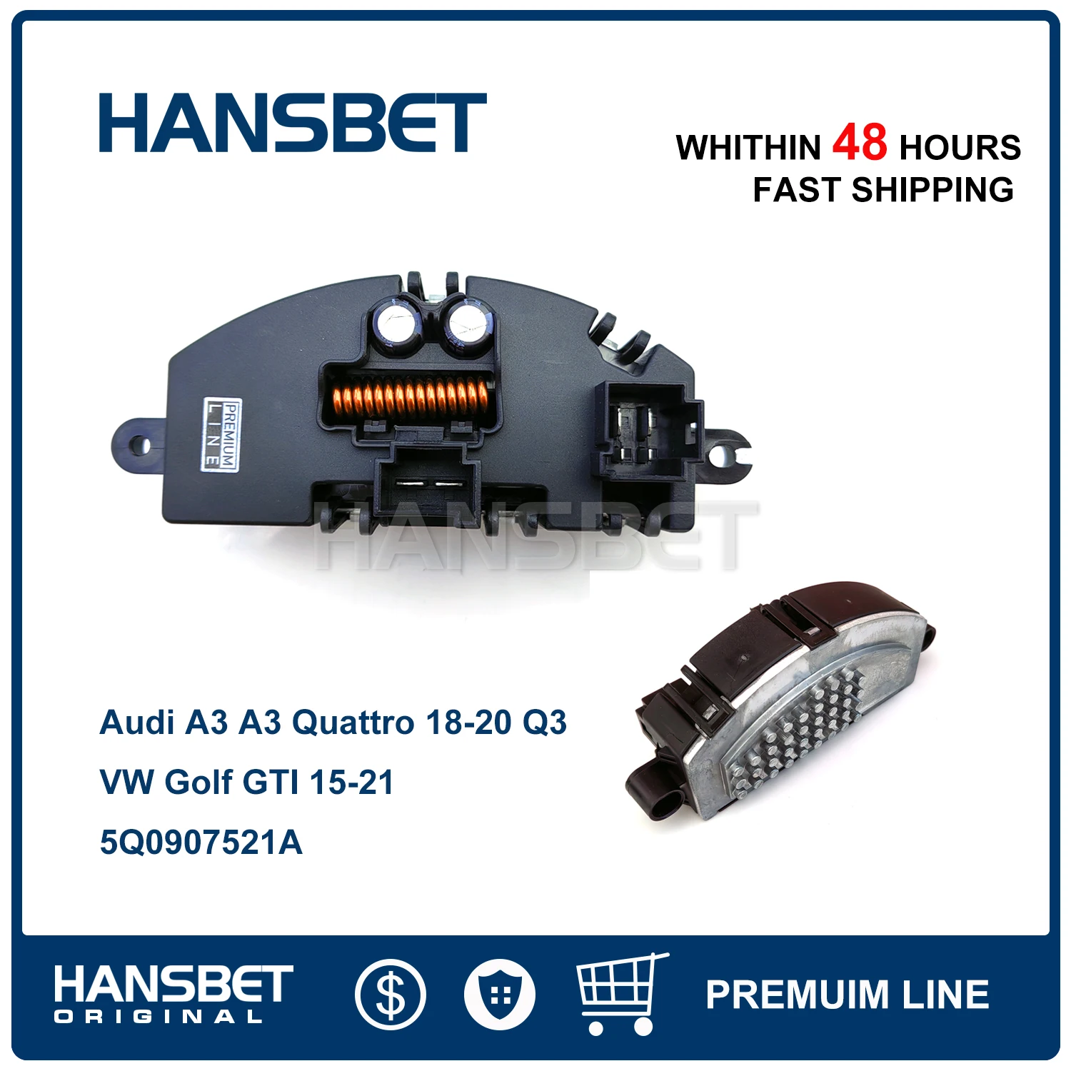 Резистор регулятора двигателя вентилятора 5Q 0907521 A для Volkswagen Golf e-Golf R GTI Audi A3 S3 TT