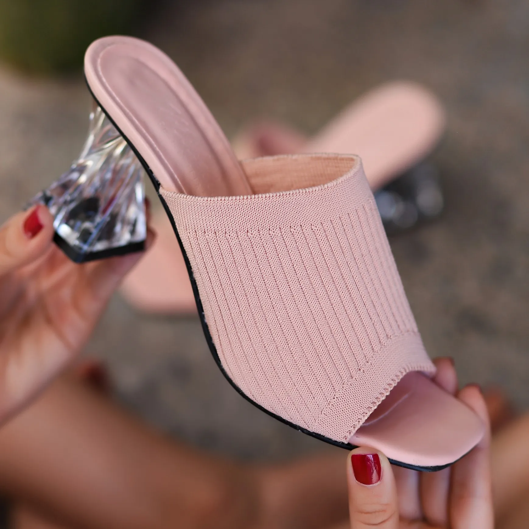 

BveA Store Fashion Summer Women 'S Sexy Casual Sandals Evra Powder Knitwear Heels Slippers