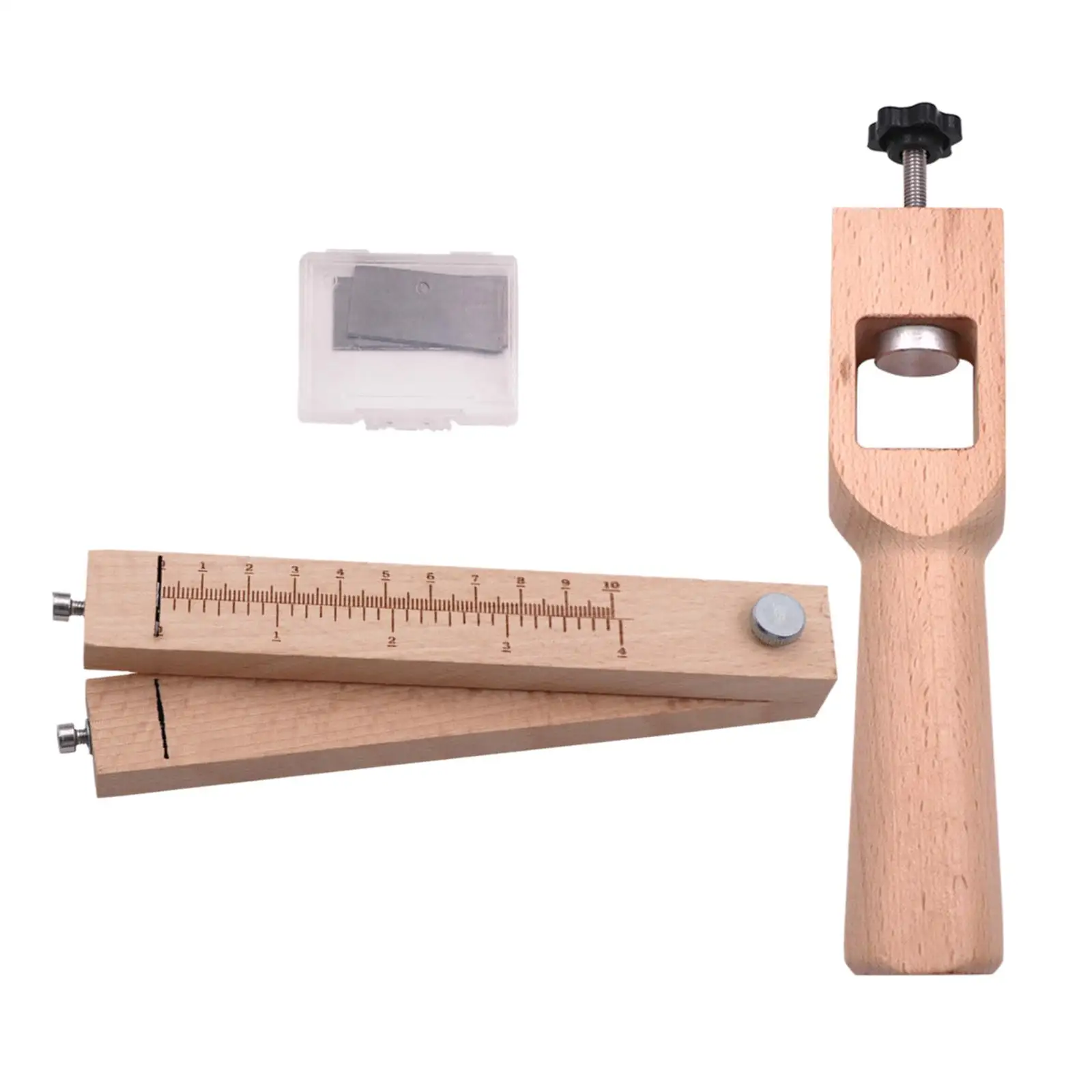

Leather Strap Cutter with 5Pcs Blade Adjustable Clear Scales Leather Craft Tool Strap Cutter Strip Belt Cutter