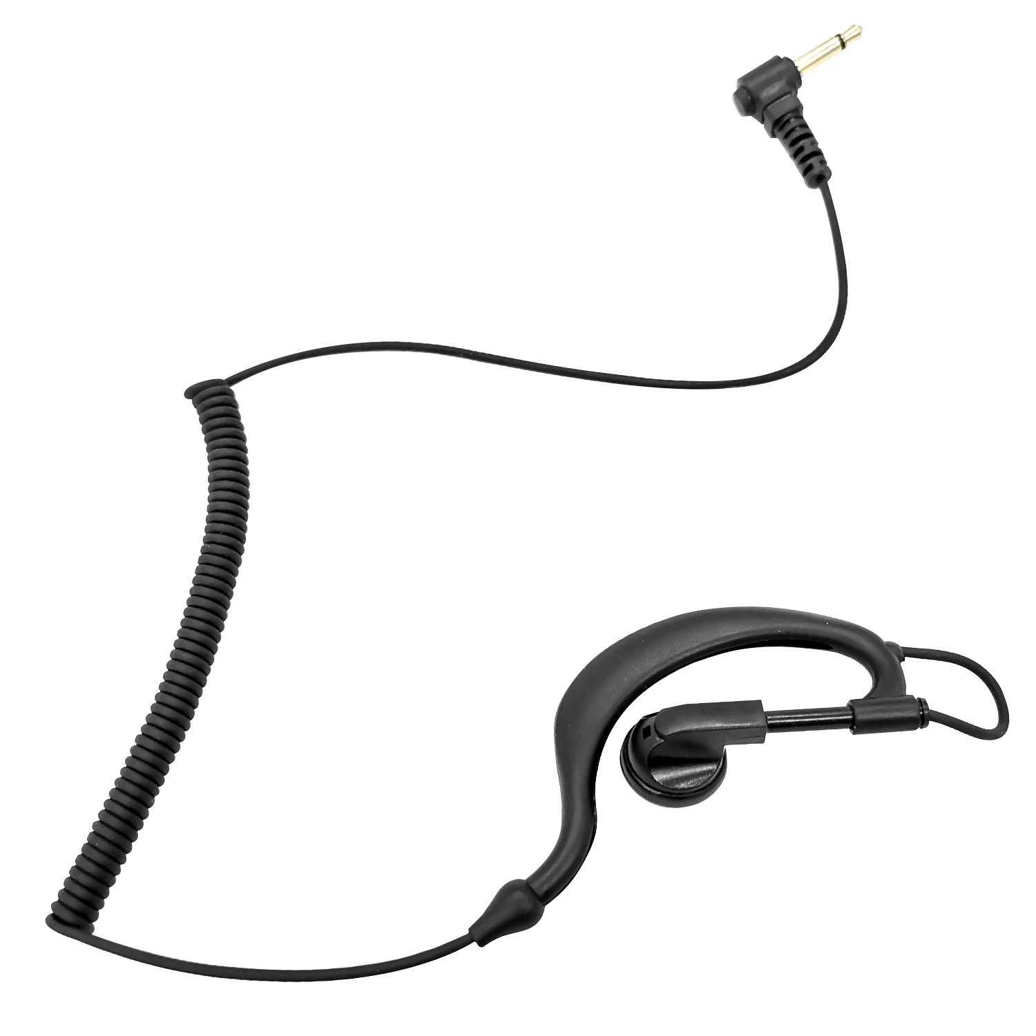 3.5mm Police Receive/Listen Only Earpiece G Shape Soft Ear Hook Surveillance Headset for Two Way Radio, Radio Speaker Mic