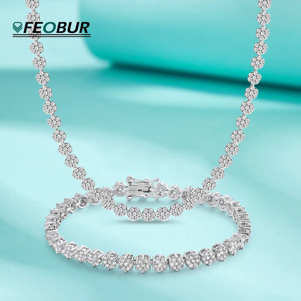 Сертифицированный GRA полный муассанит теннисные ожерелья браслет для женщин