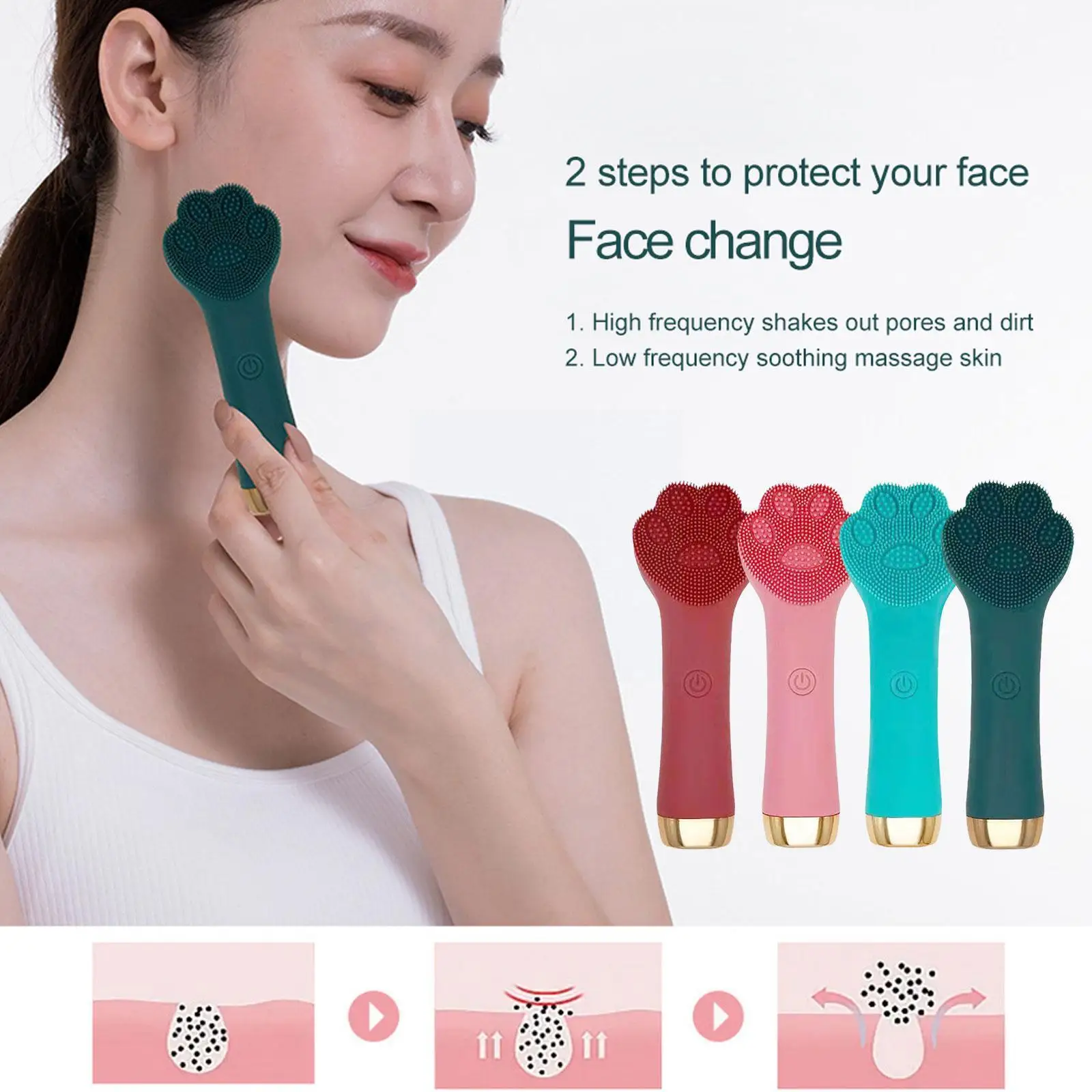 

Facial Silicone Brush Cleansing Washing Brush Pad Makeup Facial Exfoliating Brush Remover Face Blackhead Clean Massage Elec V1X6
