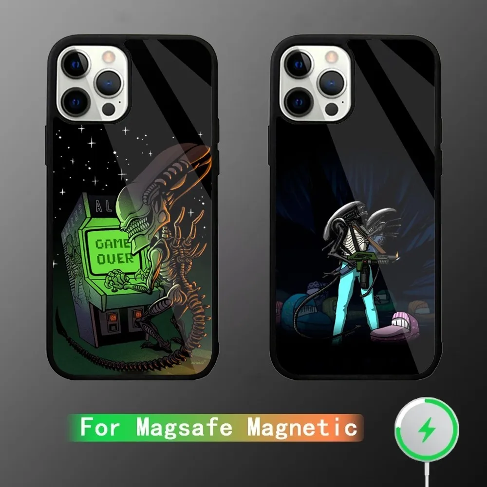Чехол для телефона Movie A-Alien X-Xenomorph iPhone 15 14 13 12 11 Plus Pro Max Mini Magsafe с магнитной