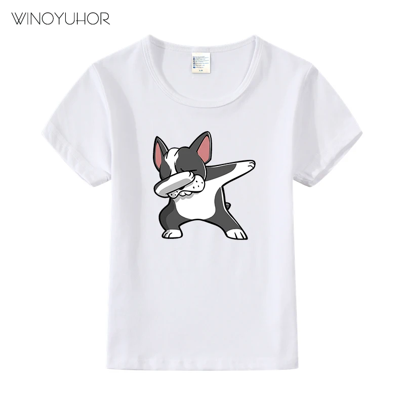 

Детская футболка Dabbing Boston Terrier для мальчиков и девочек, летняя детская футболка, уличная одежда унисекс, Мультяшные топы, футболки в стиле хип-хоп