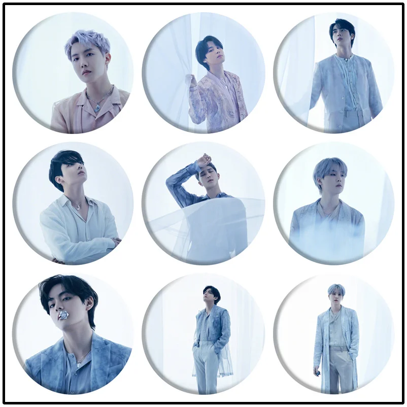 

2022 New Album Proof KPOP bangtan boys Round Lapel Badge Fashion Exquisite Pin Mirror Pendant Backpack Keychain Gifts JIN SUGA V
