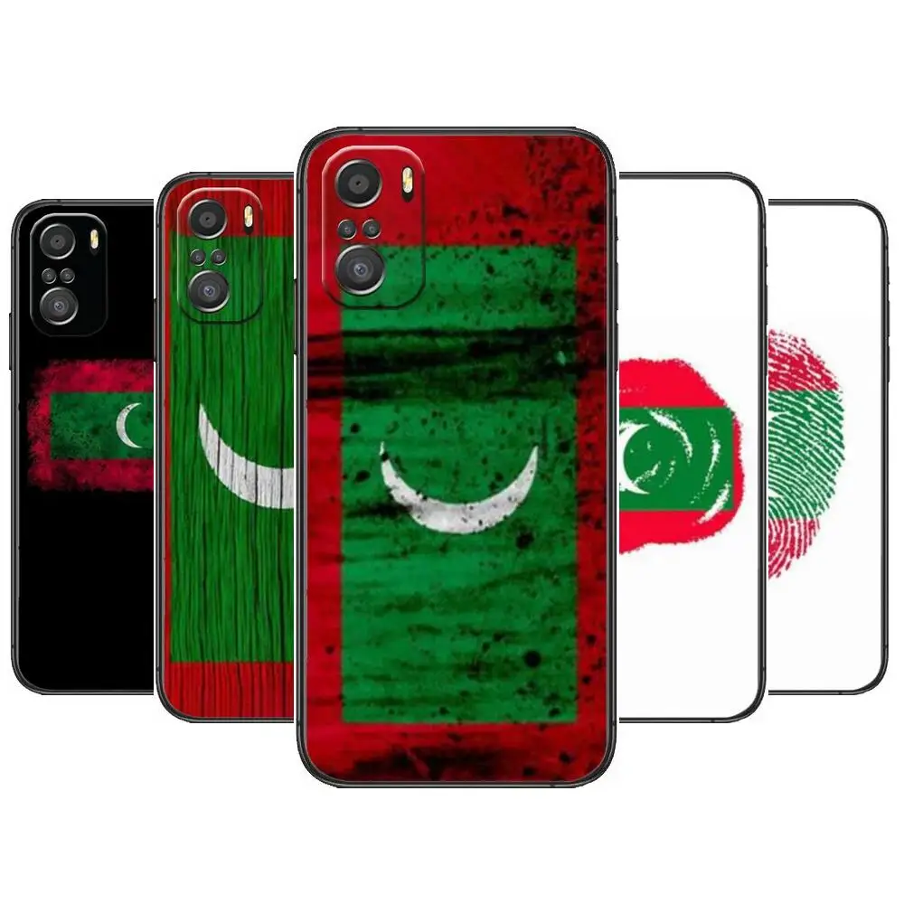 

Maldives flag Phone Case For xiaomi mi 11 Lite pro Ultra 10s 9 8 MIX 4 FOLD 10T 5g Black Cover Silicone Back Prett