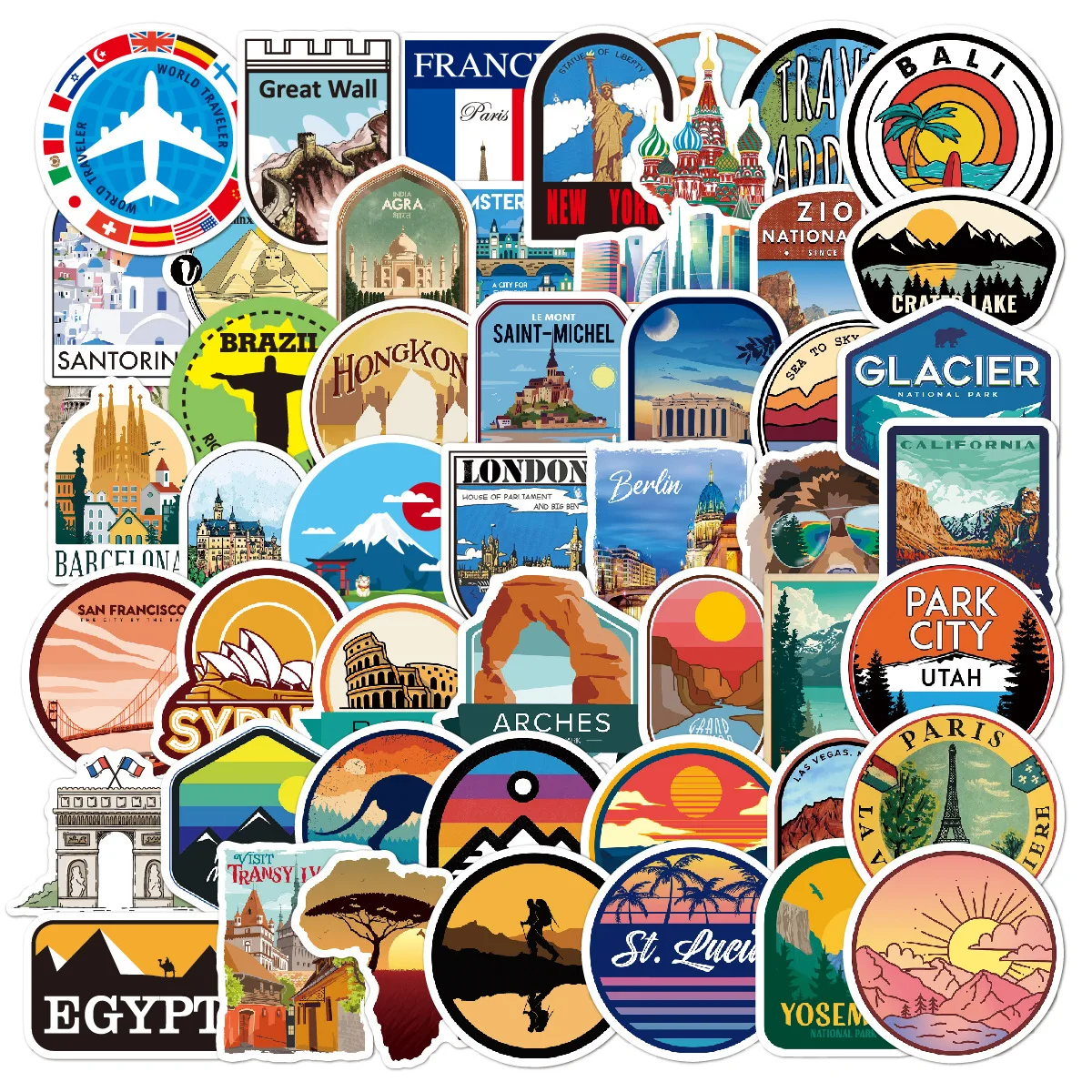 

10/50PCS New Global Travel City Landscape Stickers Decal Vinyl for Stationery Scrapbooking PS4 Skateboard Laptop Guitar Sticker