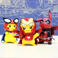 pokemon anime figure pikachu cosplay spider man iron man deadpool kawaii figurine toys for children collection statue gift pvc