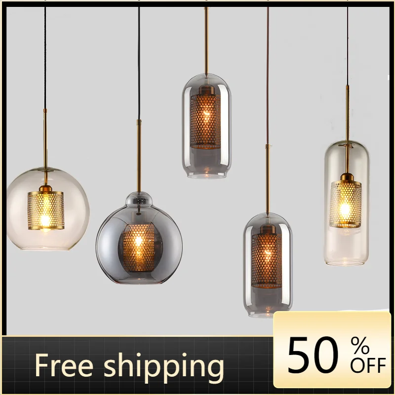 

Современный подвесной светильник в виде стеклянного шара, кухонный потолочный светильник для столовой, спальни, декоративное прикроватное освещение для магазина, золото