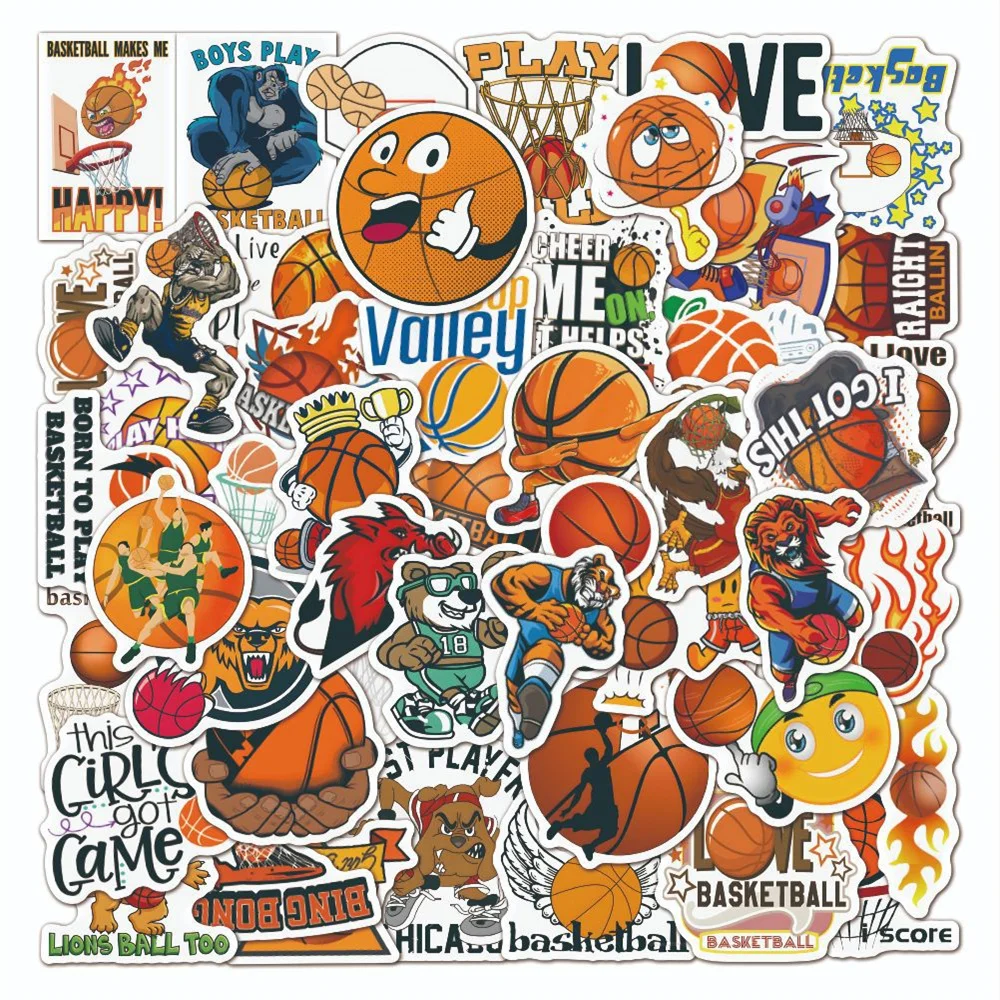 

10/30/50PCS Basketball Graffiti Waterproof Sticker Cartoon Creative Trend Decorative Decal Skateboard Water Cup Helmet Wholesale