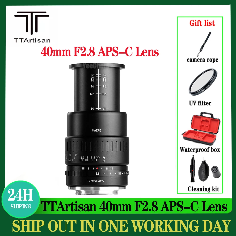 

Объектив TTArtisan 40 мм F2.8 для фотоаппаратов с ручной фокусировкой для Nikon Z Fujifilm Fuji X Sony E Canon M Φ M4/3 Olympus Panasonic