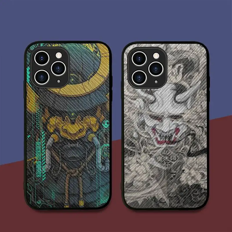 

Samurai Oni Mask Phone Case Hard Leather Case for iPhone 11 12 13 Mini Pro Max 8 7 Plus SE 2020 X XR XS Coque