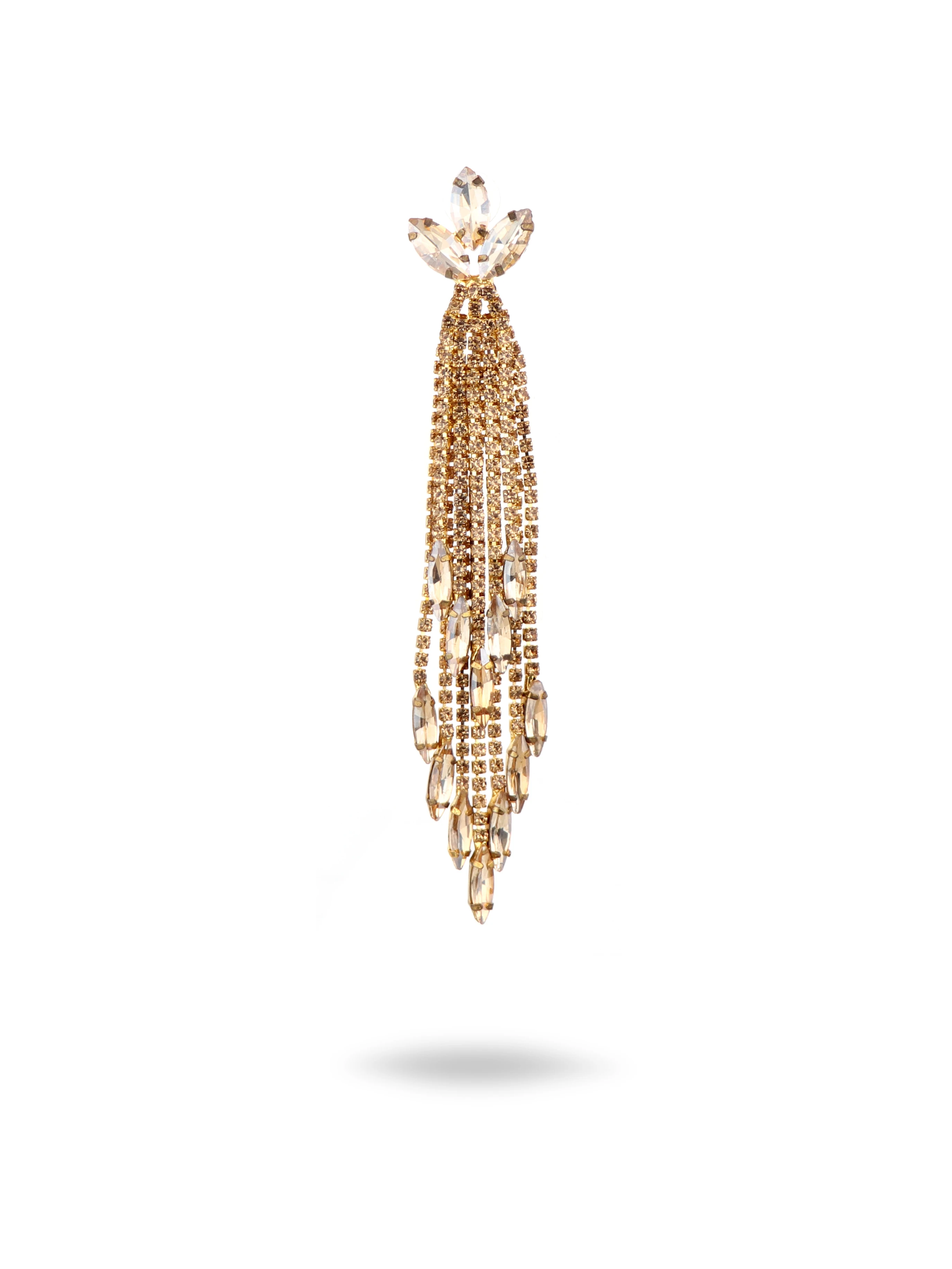 

OranEden Fashion Long Tassel Crystal Rhineston Earrings for Women 2022 Luxury Shiny Gold Dangle Jewelry Gifts Party Accessories