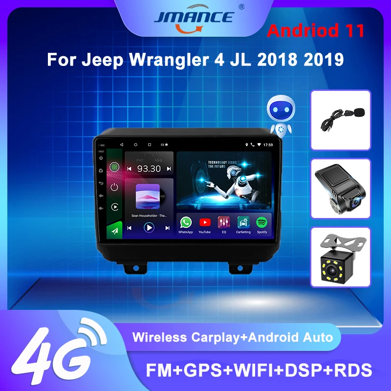 

Автомобильный радиоприемник JMANCE для Jeep Wrangler 4 JL 2018 2019 с голосовым ИИ мультимедийным видеоплеером навигацией GPS Android No 2din 2 din dvd